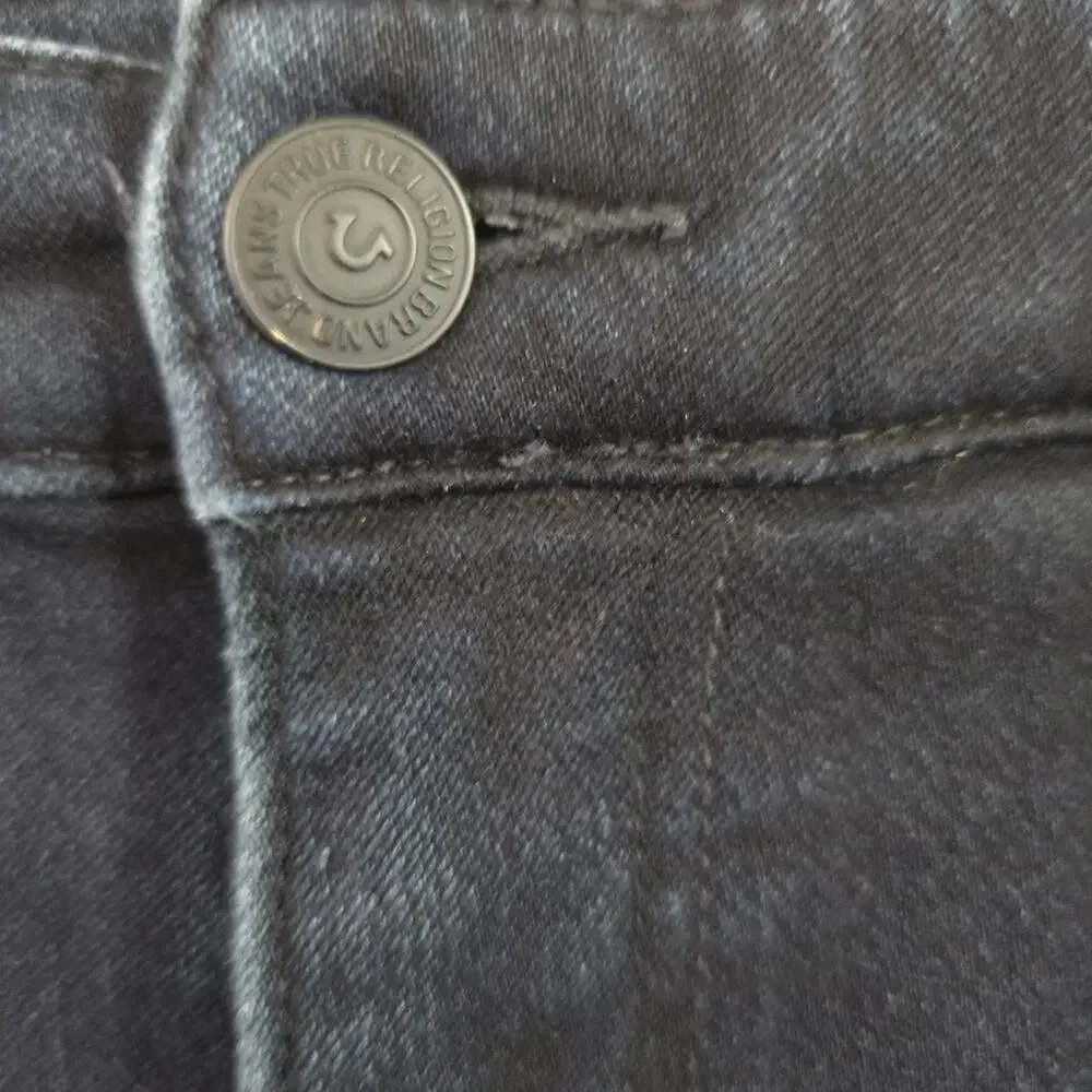 True Religion Men's Jack 29x28 Black Skinny Tapered Jeans Pocket Stitch Denim